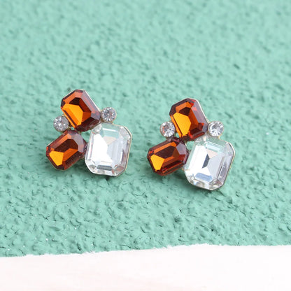 1 Pair Elegant Modern Style Classic Style Geometric Flower Plating Inlay Alloy Crystal Rhinestones Ear Studs