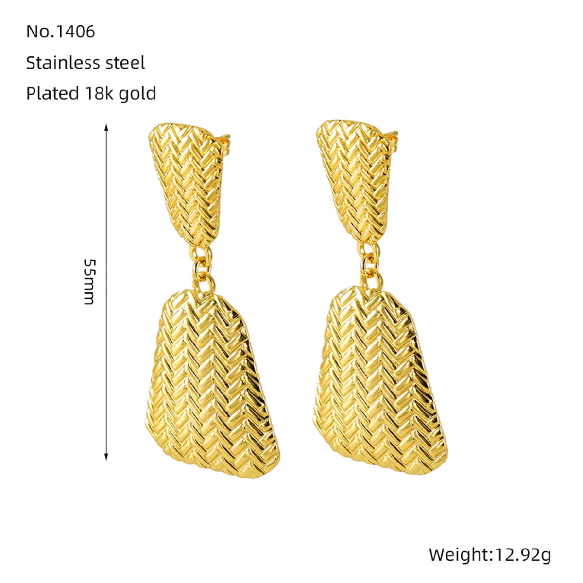 1 Pair Elegant Modern Style Classic Style Solid Color 304 Stainless Steel Titanium Steel 18K Gold Plated Drop Earrings