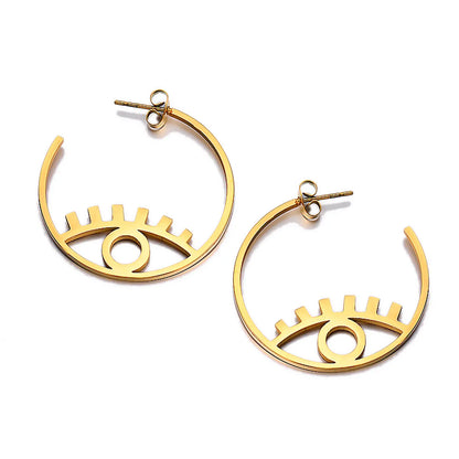 1 Pair Elegant Modern Style Simple Style C Shape Eye Plating 304 Stainless Steel 18K Gold Plated Ear Studs