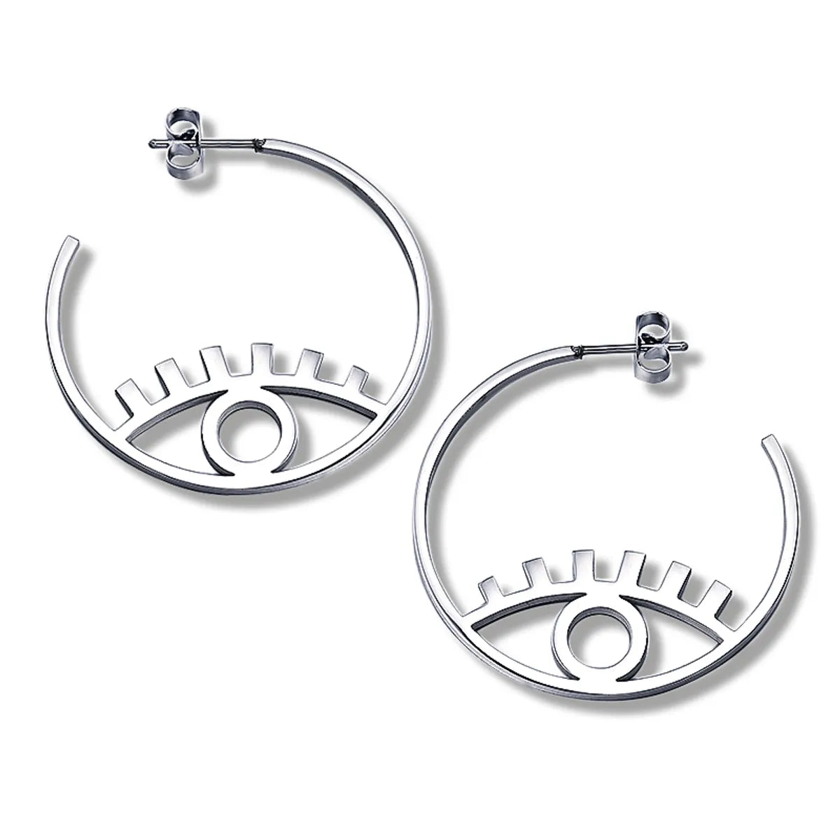 1 Pair Elegant Modern Style Simple Style C Shape Eye Plating 304 Stainless Steel 18K Gold Plated Ear Studs