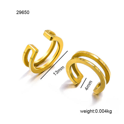 1 Pair Elegant Modern Style Simple Style C Shape Lines Plating 304 Stainless Steel 18K Gold Plated Ear Cuffs