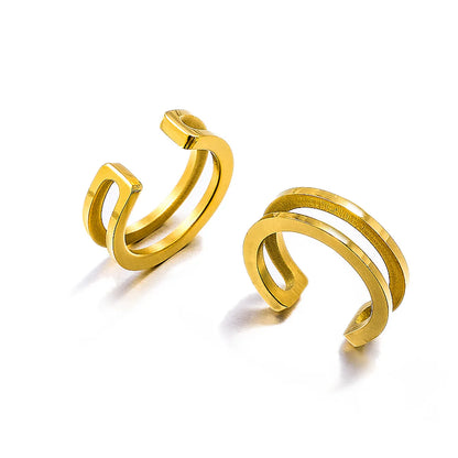 1 Pair Elegant Modern Style Simple Style C Shape Lines Plating 304 Stainless Steel 18K Gold Plated Ear Cuffs