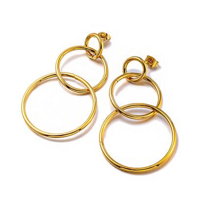 1 Pair Elegant Modern Style Simple Style Circle 304 Stainless Steel 18K Gold Plated Drop Earrings