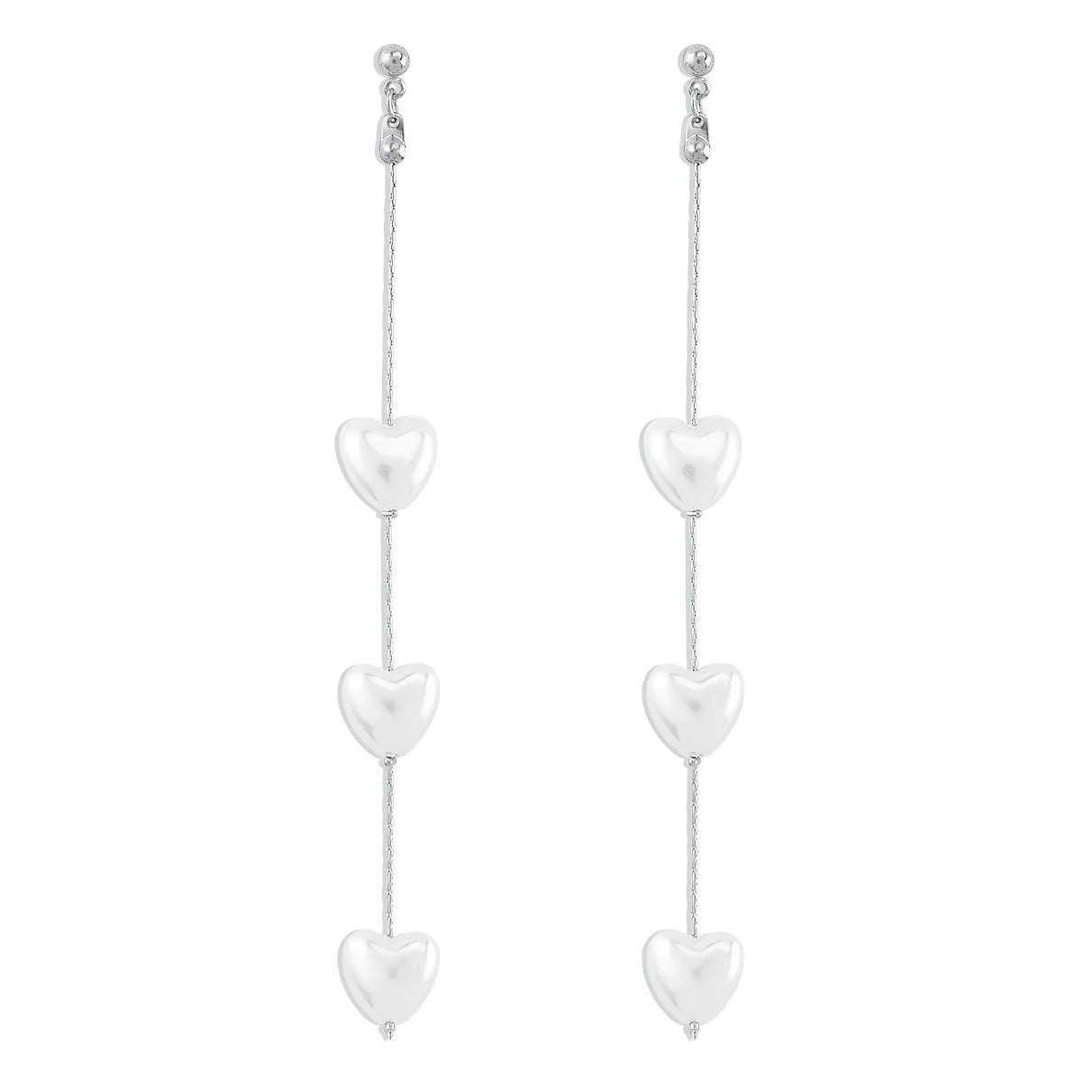 1 Pair Elegant Modern Style Simple Style Heart Shape Imitation Pearl Alloy Drop Earrings