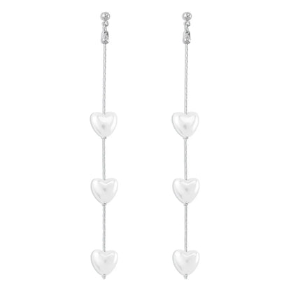 1 Pair Elegant Modern Style Simple Style Heart Shape Imitation Pearl Alloy Drop Earrings