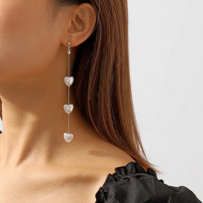 1 Pair Elegant Modern Style Simple Style Heart Shape Imitation Pearl Alloy Drop Earrings