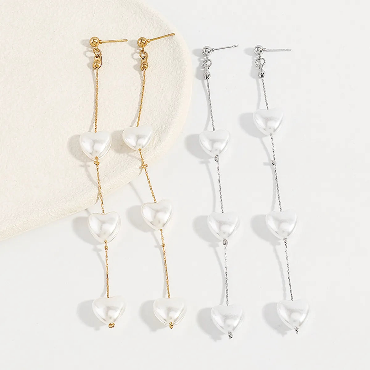 1 Pair Elegant Modern Style Simple Style Heart Shape Imitation Pearl Alloy Drop Earrings