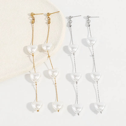 1 Pair Elegant Modern Style Simple Style Heart Shape Imitation Pearl Alloy Drop Earrings