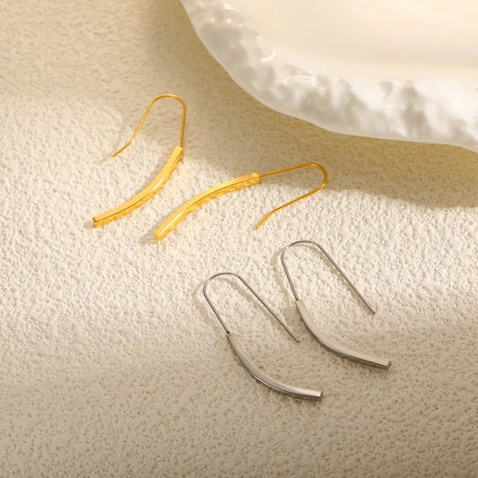 1 Pair Elegant Modern Style Simple Style Lines 304 Stainless Steel 18K Gold Plated Ear Hook