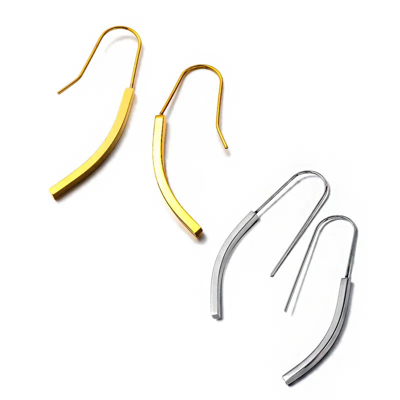 1 Pair Elegant Modern Style Simple Style Lines 304 Stainless Steel 18K Gold Plated Ear Hook