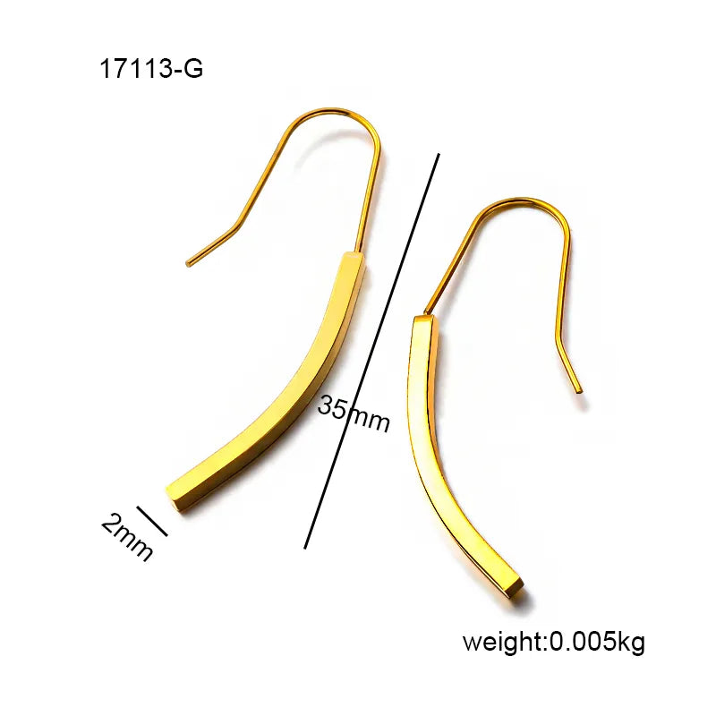 1 Pair Elegant Modern Style Simple Style Lines 304 Stainless Steel 18K Gold Plated Ear Hook