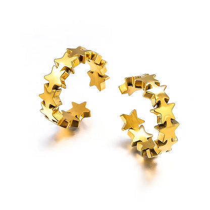 1 Pair Elegant Modern Style Simple Style Star Plating 304 Stainless Steel 18K Gold Plated Ear Cuffs