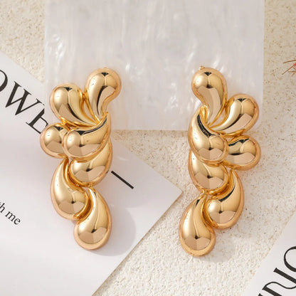 1 Pair Elegant Modern Style Water Droplets Iron Ear Studs