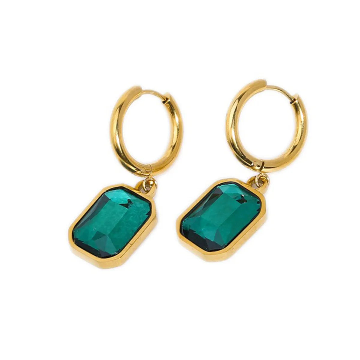 1 Pair Elegant Nordic Style Roman Style Geometric Plating Inlay 201 Stainless Steel Zircon 18K Gold Plated Drop Earrings