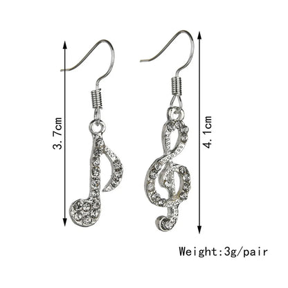 1 Pair Elegant Notes Plating Copper Rhinestones Drop Earrings