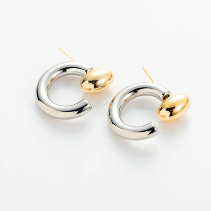 1 Pair Elegant Oval Plating Copper Ear Studs