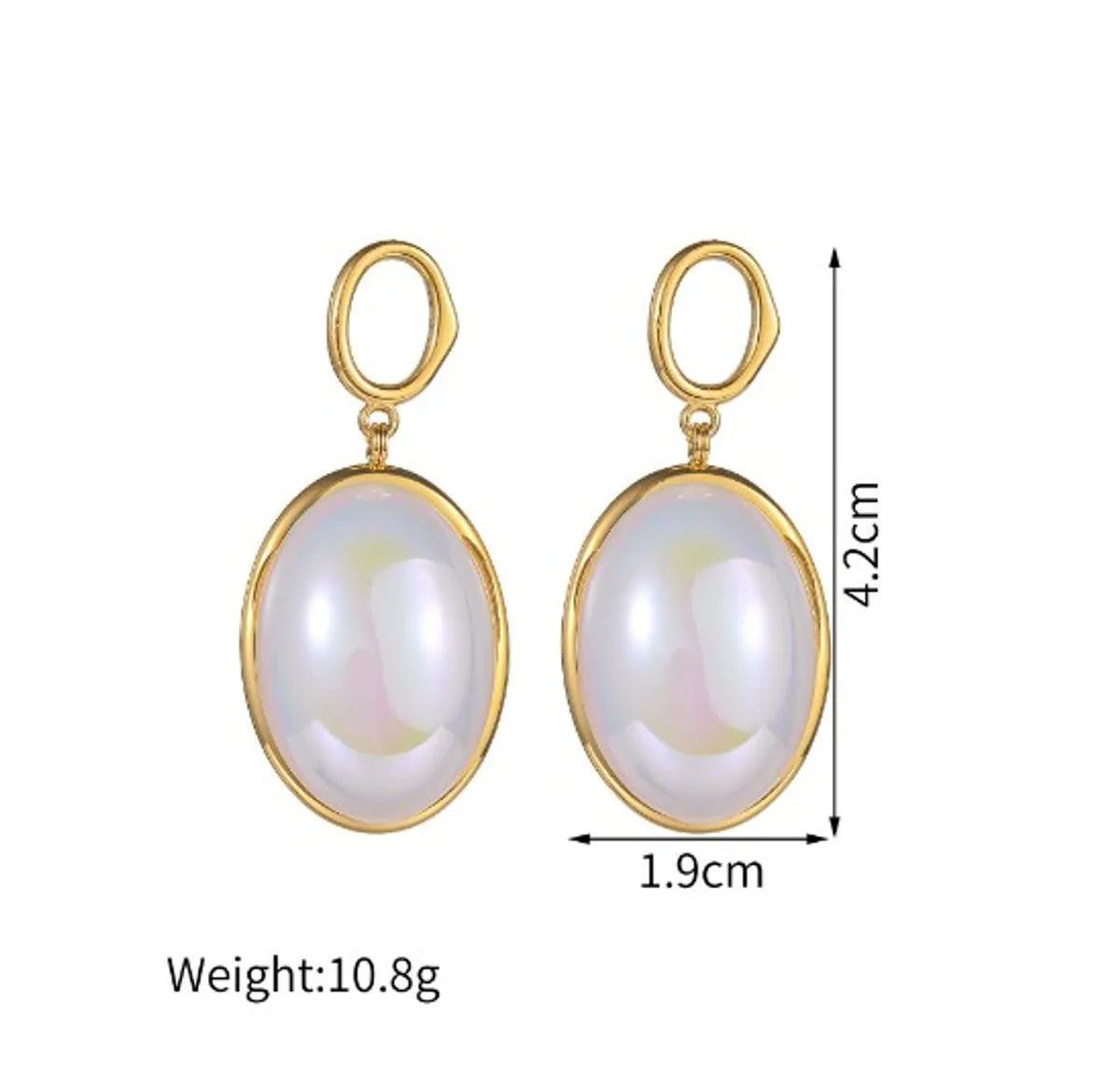 1 Pair Elegant Oval Heart Shape Shell Inlay Titanium Steel Pearl Drop Earrings