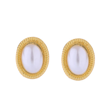 1 Pair Elegant Oval Inlay Artificial Gemstones Alloy Artificial Gemstones Ear Studs