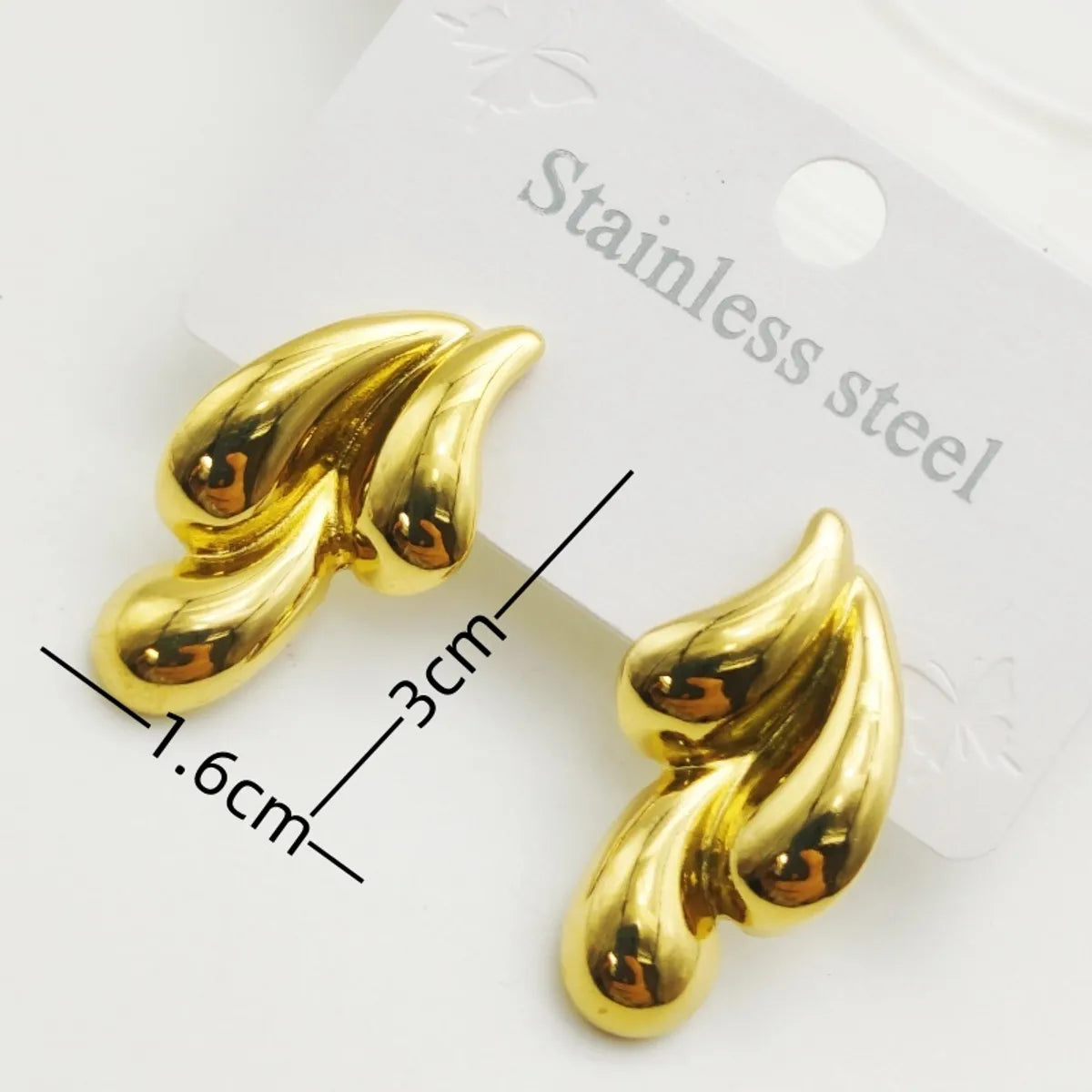 1 Pair Elegant Paisley Water Droplets 304 Stainless Steel 18K Gold Plated Ear Studs