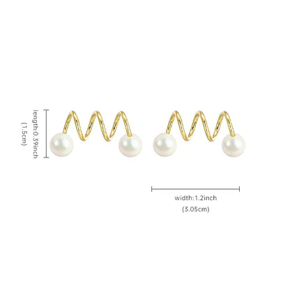 1 Pair Elegant Pastoral Curve Plating Copper 14K Gold Plated Earrings