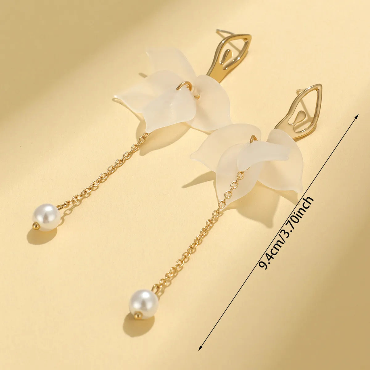 1 Pair Elegant Pastoral Leaves Heart Shape Flower Tassel Inlay Synthetic Resin Rhinestones Gold Plated Silver Plated Drop Earrings