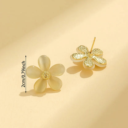 1 Pair Elegant Pastoral Leaves Heart Shape Flower Tassel Inlay Synthetic Resin Rhinestones Gold Plated Silver Plated Drop Earrings