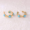 1 Pair Elegant Pastoral Stone Inlay 304 Stainless Steel Turquoise Ear Studs