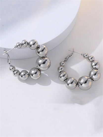 1 Pair Elegant Pastoral Streetwear Round Ball Asymmetrical Irregular Beaded Arylic Artificial Pearl Alloy Hoop Earrings