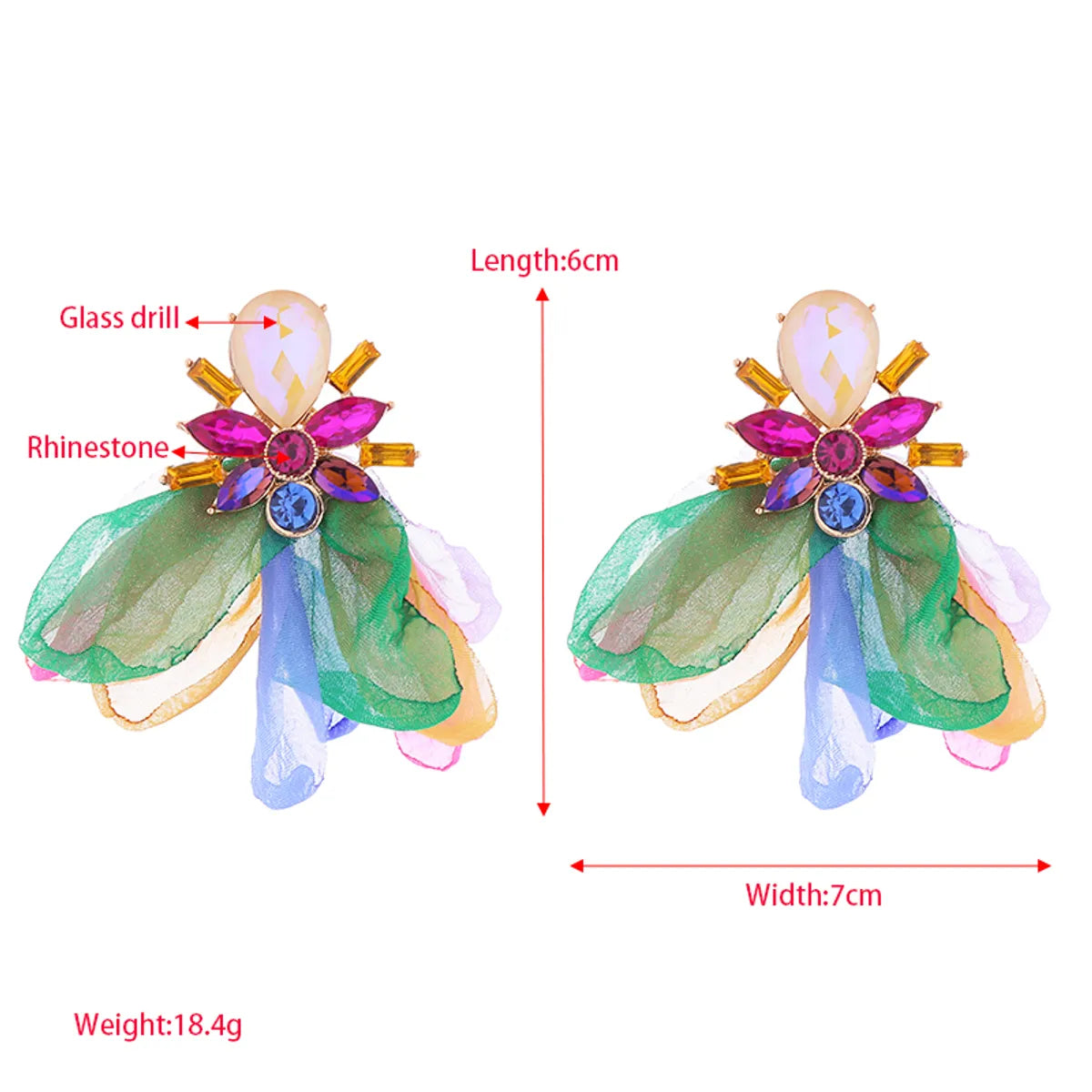 1 Pair Elegant Petal Plating Inlay Alloy Rhinestones Glass Drill Gold Plated Drop Earrings