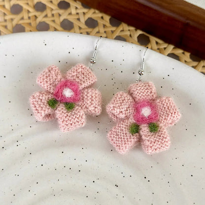 1 Pair Elegant Princess Cute Flower Yarn Drop Earrings