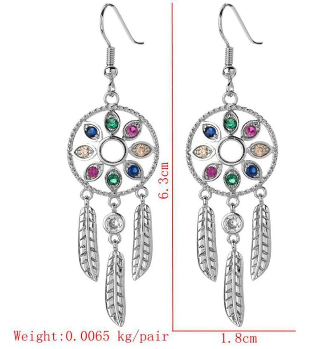 1 Pair Elegant Princess Retro Dreamcatcher Plating Inlay Copper Zircon Drop Earrings