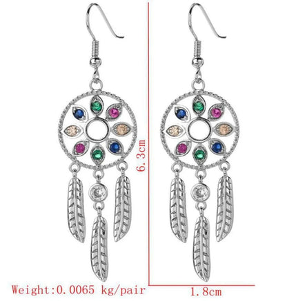 1 Pair Elegant Princess Retro Dreamcatcher Plating Inlay Copper Zircon Drop Earrings