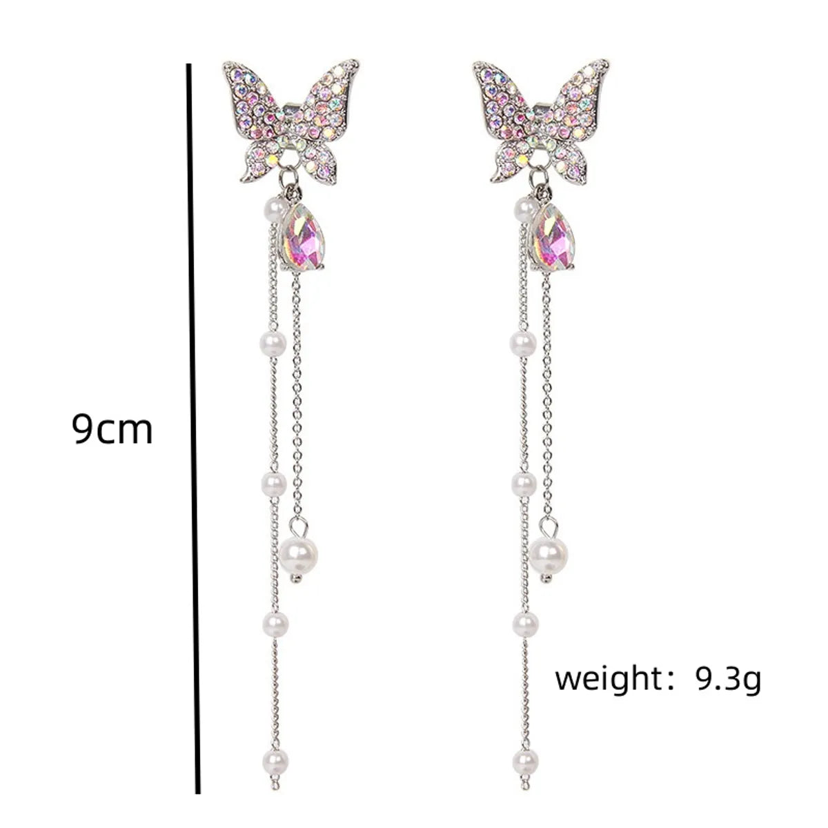 1 Pair Elegant Princess Sweet Butterfly Plating Inlay Alloy Artificial Pearls Rhinestones Drop Earrings