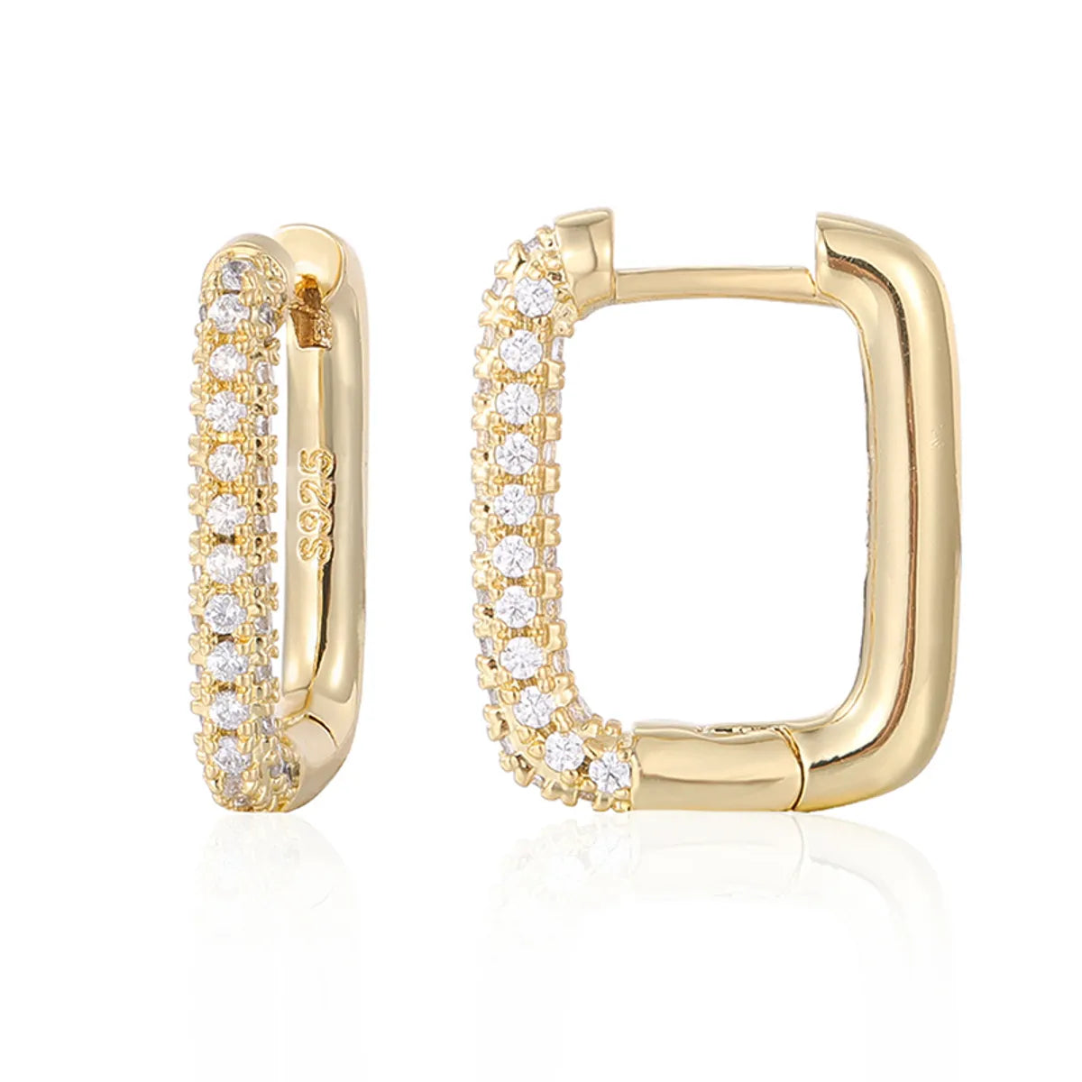 1 Pair Elegant Rectangle Plating Inlay Copper Zircon White Gold Plated Gold Plated Earrings