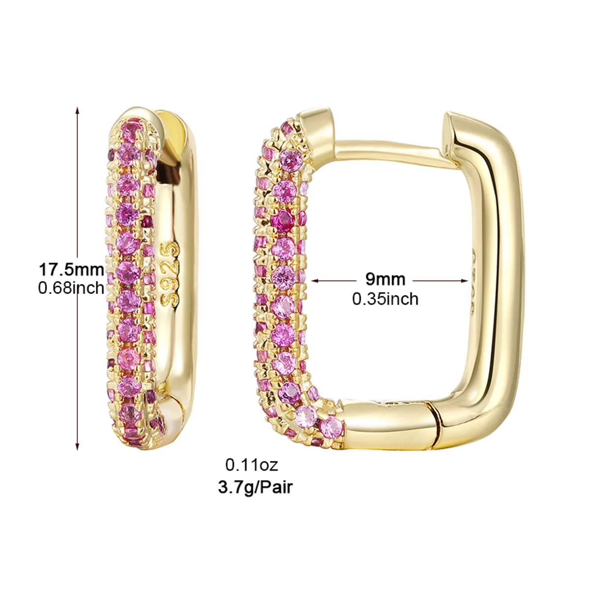 1 Pair Elegant Rectangle Plating Inlay Copper Zircon White Gold Plated Gold Plated Earrings