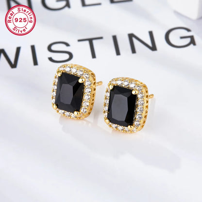 1 Pair Elegant Rectangle Plating Inlay Sterling Silver Zircon Ear Studs