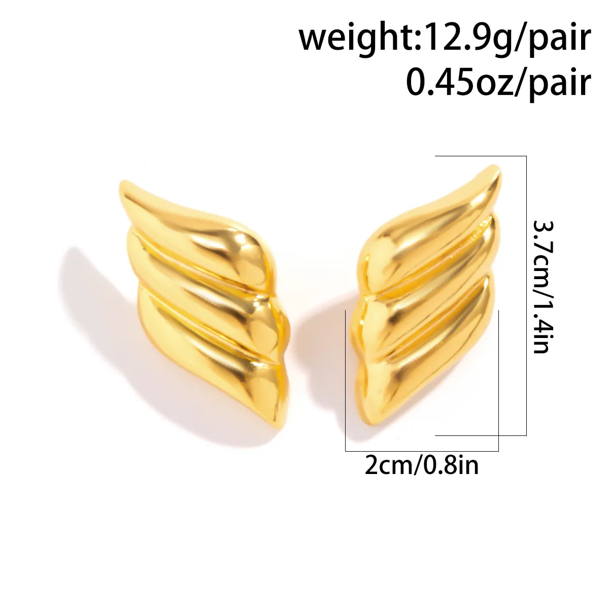 1 Pair Elegant Retro Classic Style Wings Three-dimensional Alloy Ear Studs