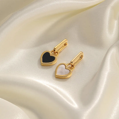 1 Pair Elegant Retro Commute C Shape Heart Shape Plating Inlay Copper Zircon 18k Gold Plated Earrings