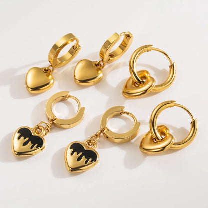 1 Pair Elegant Retro Commute Heart Shape 316 Stainless Steel  Drop Earrings