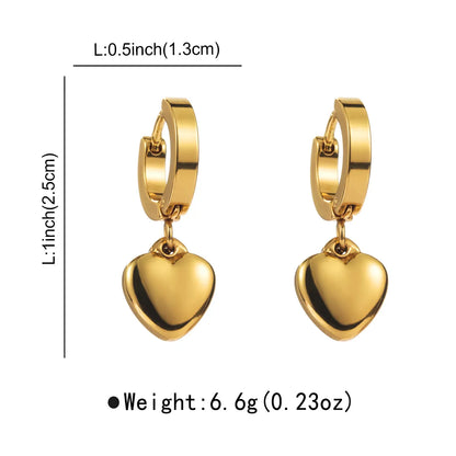 1 Pair Elegant Retro Commute Heart Shape 316 Stainless Steel  Drop Earrings