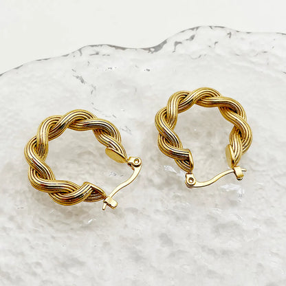 1 Pair Elegant Retro Commute U Shape Twist Plating Stainless Steel Gold Plated Earrings