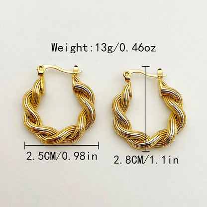 1 Pair Elegant Retro Commute U Shape Twist Plating Stainless Steel Gold Plated Earrings