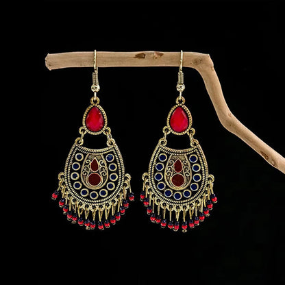 1 Pair Elegant Retro Ethnic Style Leaf Alloy Wood Shell Drop Earrings