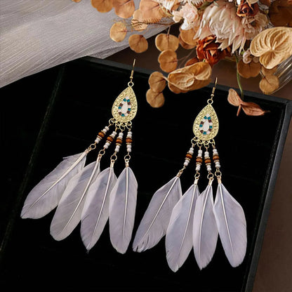 1 Pair Elegant Retro Ethnic Style Leaf Alloy Wood Shell Drop Earrings