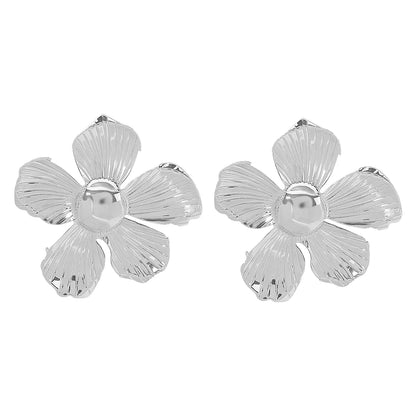 1 Pair Elegant Retro Exaggerated Flower Iron Ear Studs