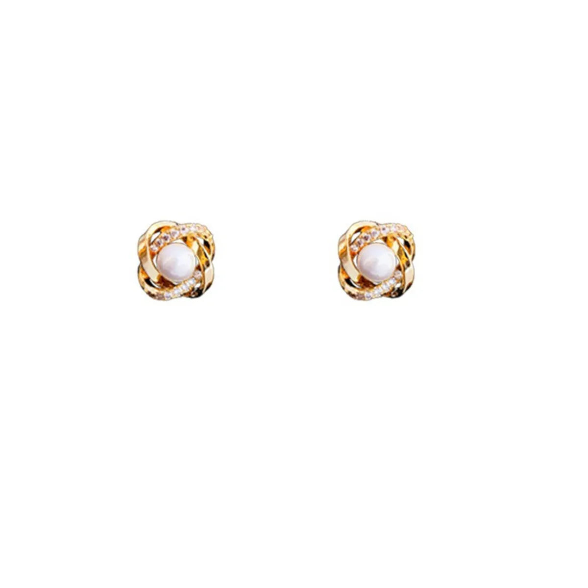 1 Pair Elegant Retro Flower Inlay Copper Zircon Ear Studs