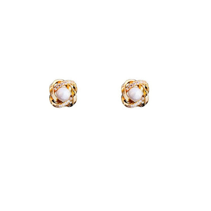 1 Pair Elegant Retro Flower Inlay Copper Zircon Ear Studs