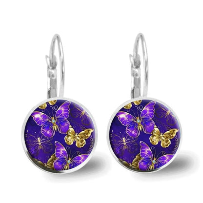 1 Pair Elegant Retro French Style Butterfly Inlay Alloy Glass Earrings