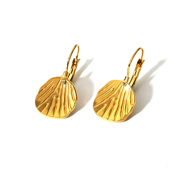 1 Pair Elegant Retro French Style Scallop Plating Stainless Steel 18k Gold Plated Earrings