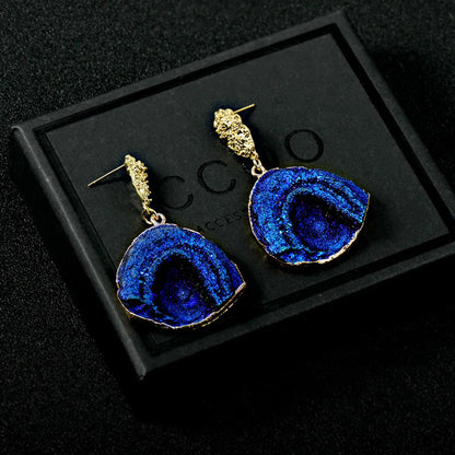 1 Pair Elegant Retro Geometric Alloy Resin Drop Earrings